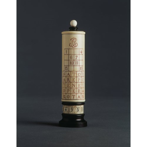 A Very Rare Early Victorian Ivory and Ebony Revolving Calculating Device